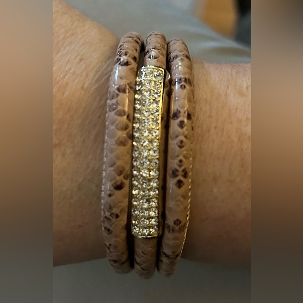 Whbm Triple Bangle Python Crystal Magnetic Bracel… - image 2